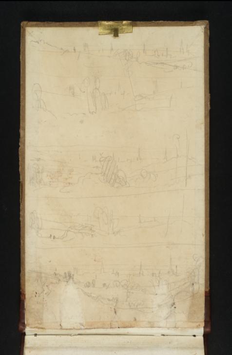 Joseph Mallord William Turner, ‘Oxford from Headington Hill’ 1830 (Inside front cover of sketchbook)