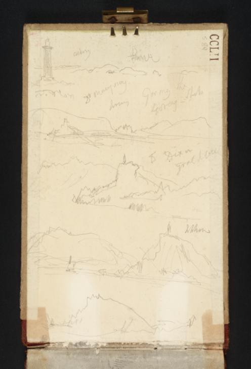 Joseph Mallord William Turner, ‘Guernsey; ?Alderney; ?Sark’ ?1832 (Inside front cover of sketchbook)