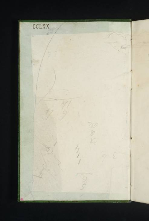 Joseph Mallord William Turner, ‘Continuation of a Sketch of Queensferry; and Inscriptions by Turner’ 1831 (Inside front cover of sketchbook)