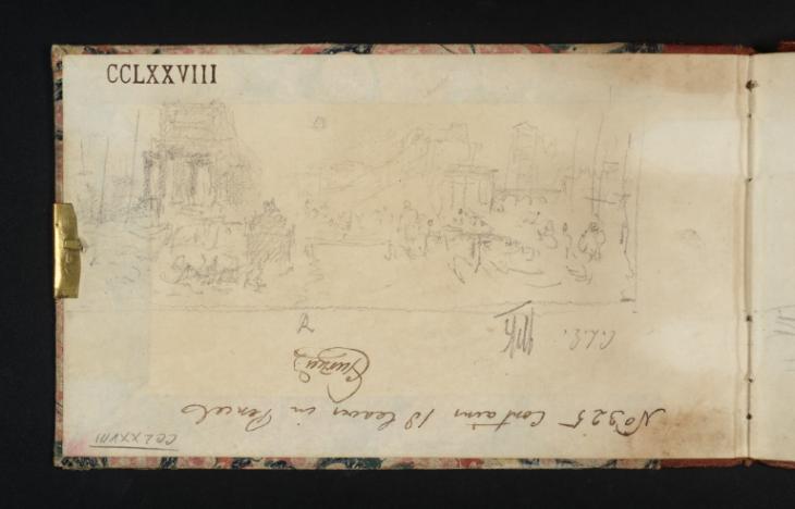 Joseph Mallord William Turner, ‘Cityscape with Classical Buildings’ 1832 (Inside front cover of sketchbook)