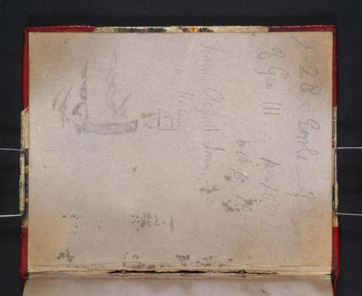 Joseph Mallord William Turner, ‘A Sailing Ship’ c.1829-30 (Inside back cover of sketchbook)