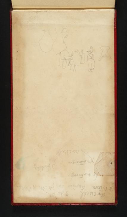 Joseph Mallord William Turner, ‘Sketches of Jugs, Figures and Hats;and Route Map to Arcueil’ 1821 (Inside back cover of sketchbook)