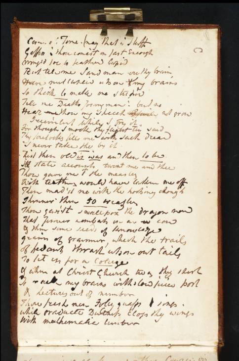 Joseph Mallord William Turner, ‘Verses: 'A Reckoning with Time', after George Colman (Inscription by Turner)’ 1807 (Inside front cover of sketchbook)