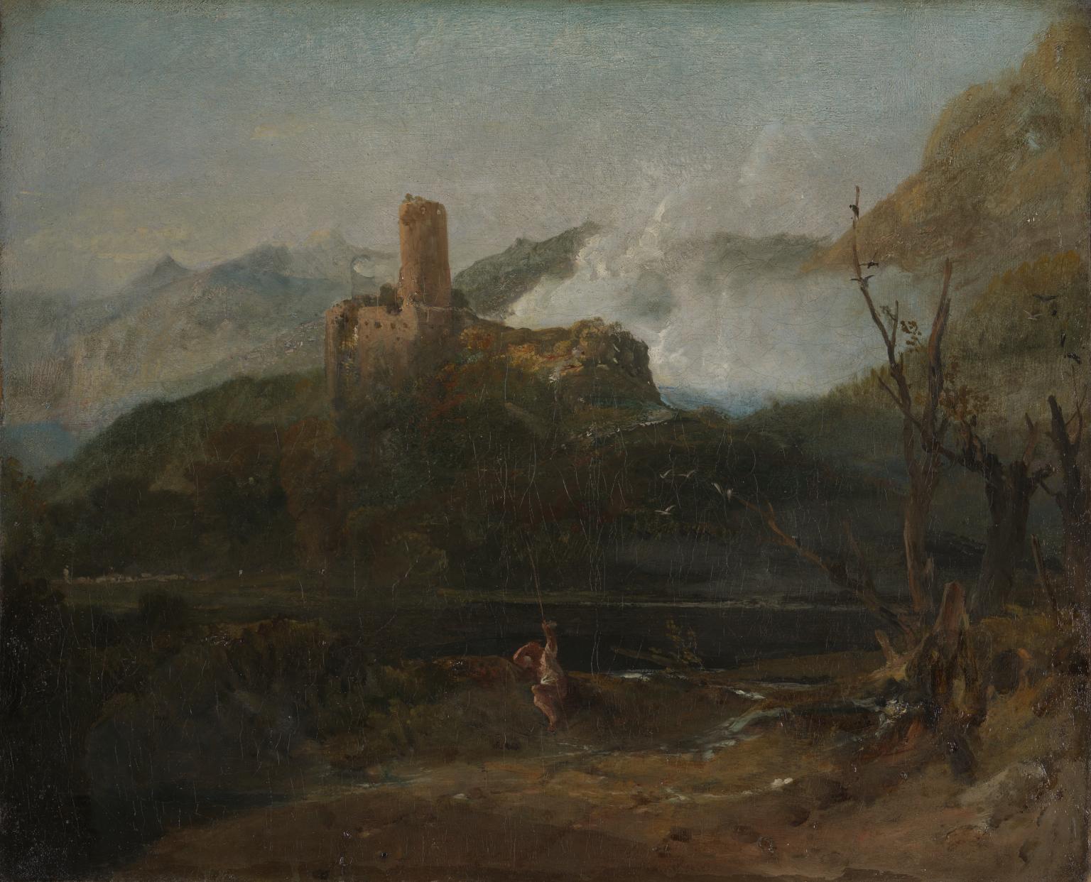 Mountain Scene with Castle, Probably Martigny