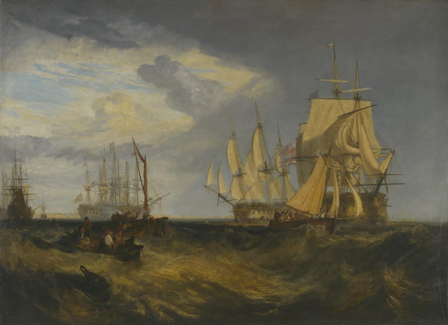 N00481: Spithead: Two Captured Danish Ships Entering Portsmouth Harbour