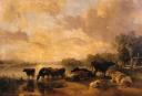 Frederick Richard Lee, ‘A River Scene (cattle by Thomas Sidney Cooper)’ 1855