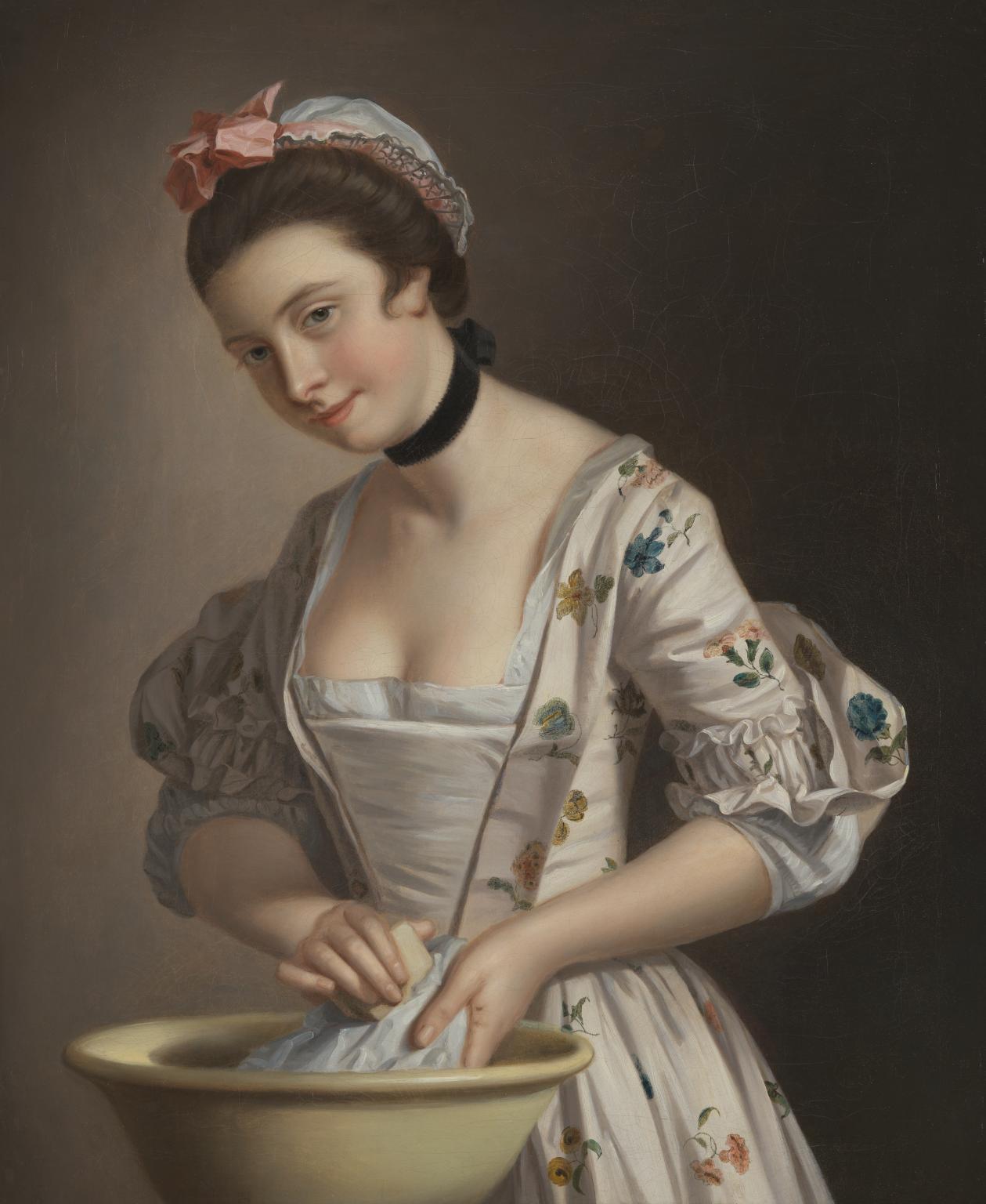 A Lady’s Maid Soaping Linen