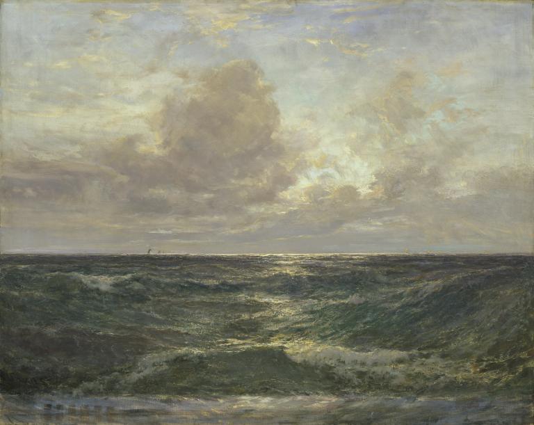 ‘Sunset at Sea: From Harlyn Bay, Cornwall’, Edwin Hayes, exhibited 1894 ...