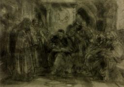 A Scene of Monastic Life with a Figure Enthroned