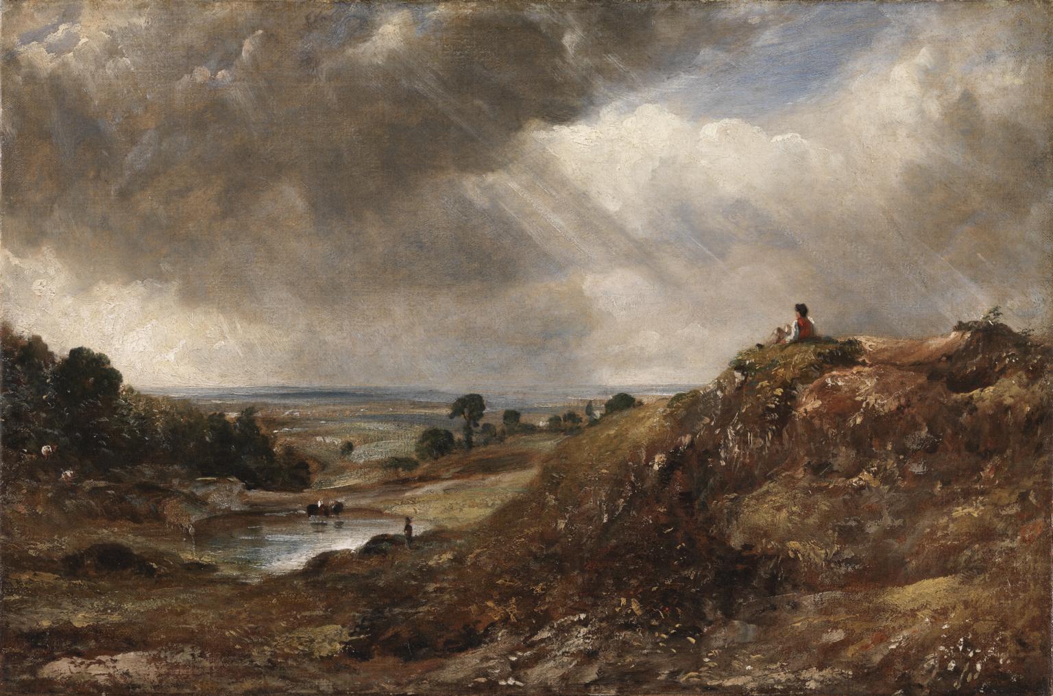 Branch Hill Pond, Hampstead Heath, with a Boy Sitting on a Bank