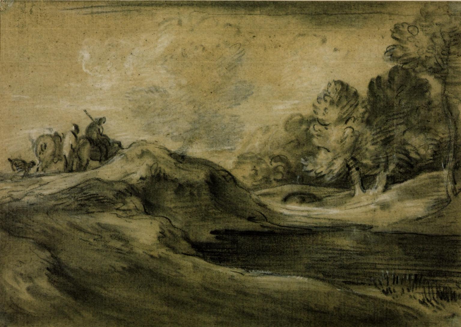 Wooded Landscape with Figures and Pool