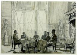 Heavy Artillery Officers’ Mess, Vlamertinghe Chateau, August 1916