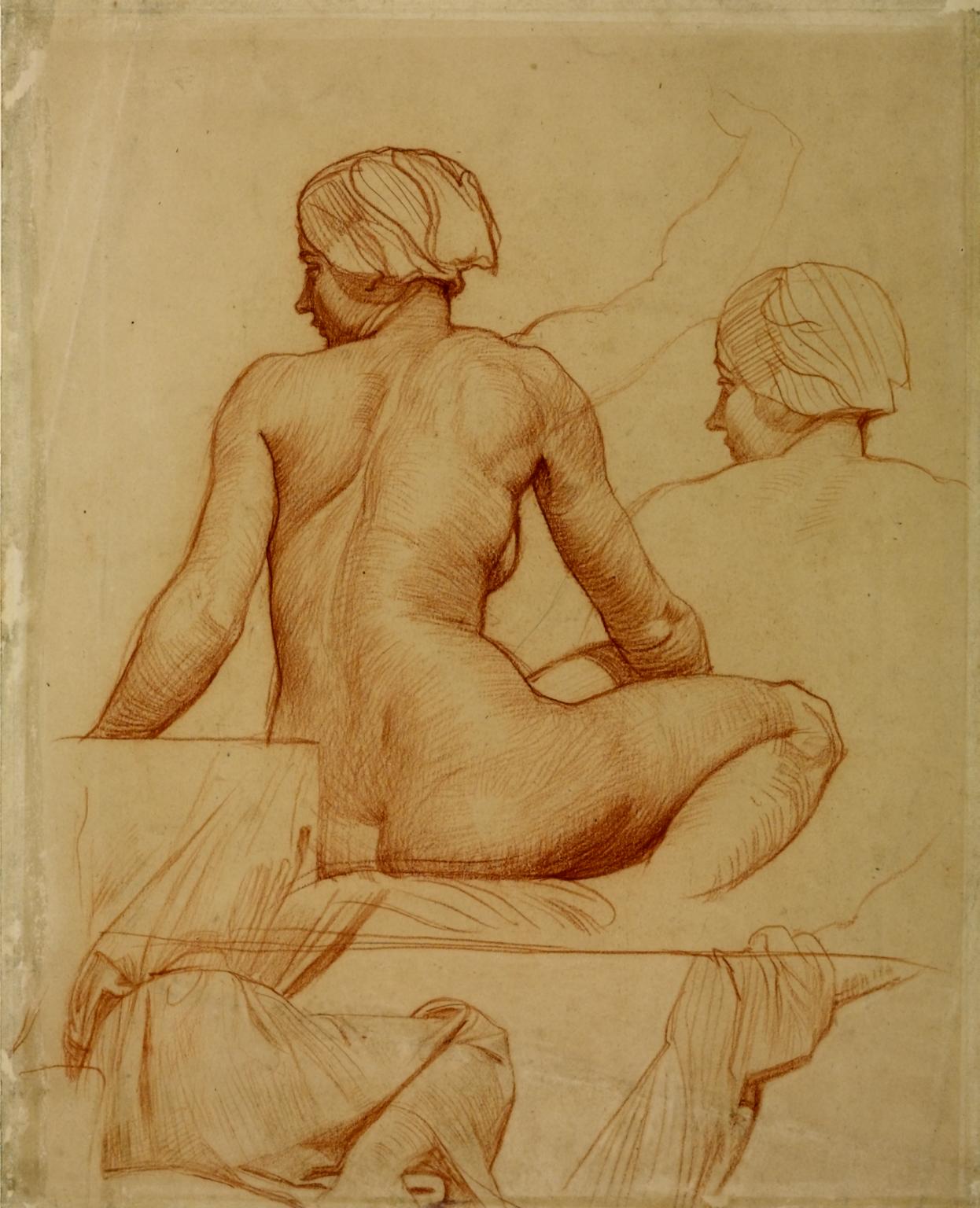 Study for a Seated Woman Gazing at ‘Magog Thrown into the Sea’, for Dorchester House