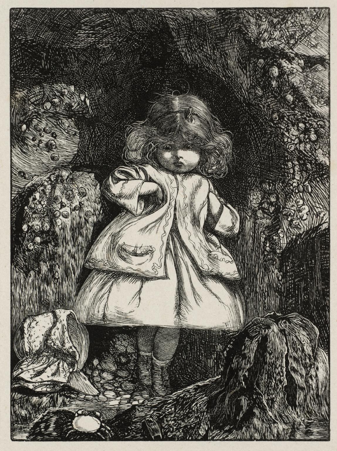 Child Among the Rocks, engraved by the Dalziel Brothers