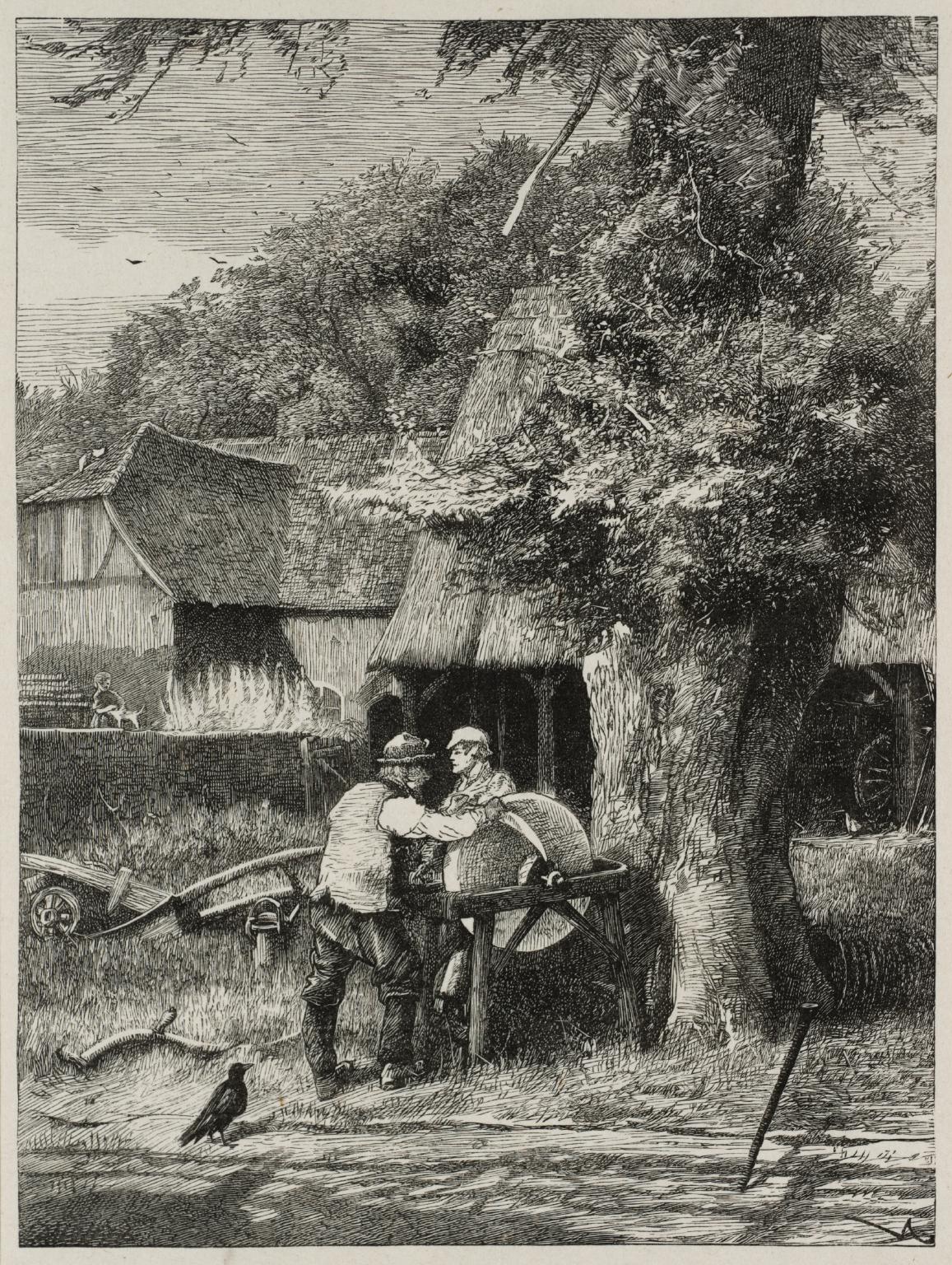 At the Grindstone, engraved by the Dalziel Brothers
