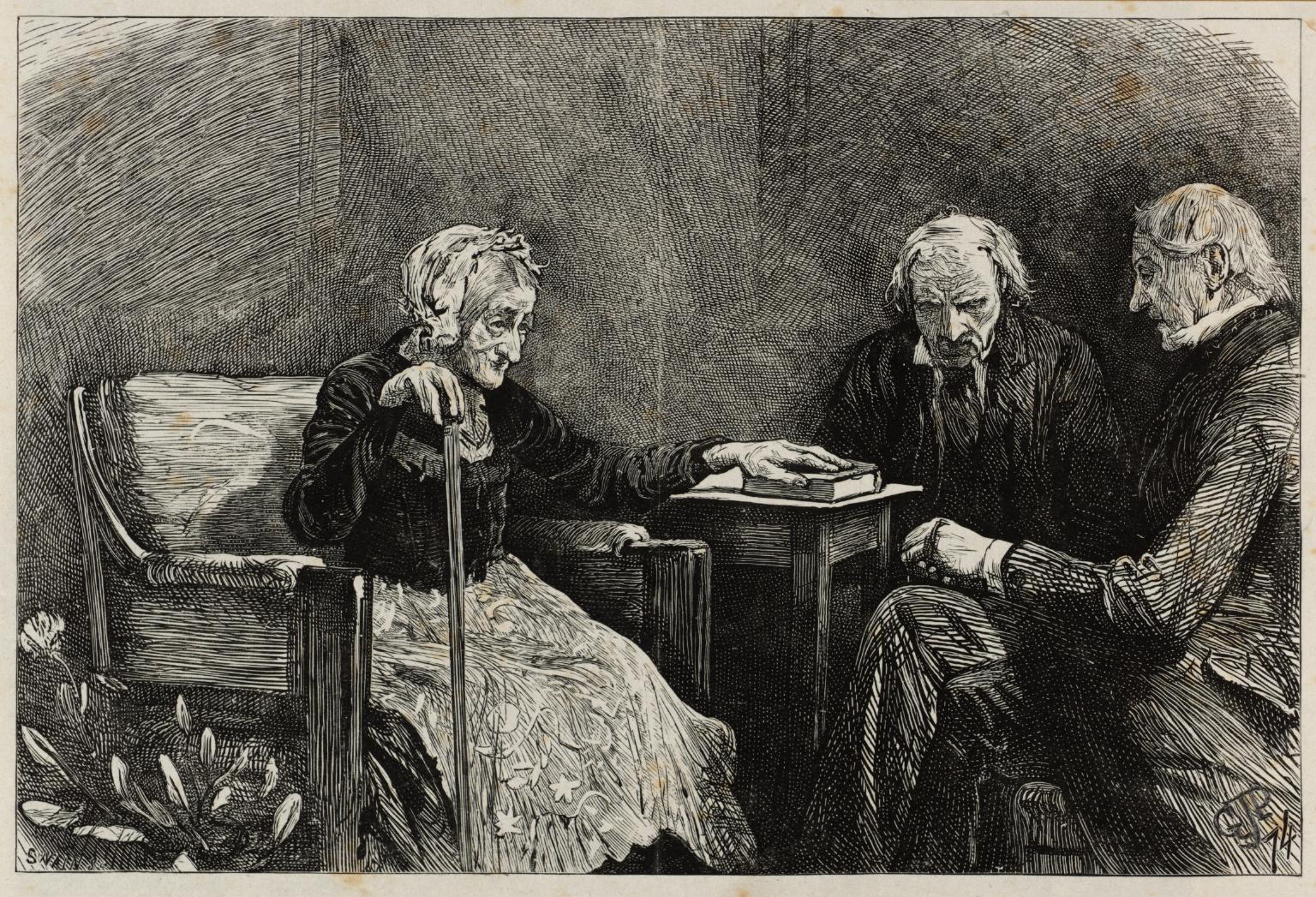 Mrs Malcombe Giving Instructions for her Funeral to her Sons, engraved by Swain