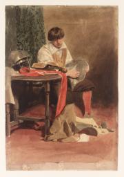 Man Polishing Armour