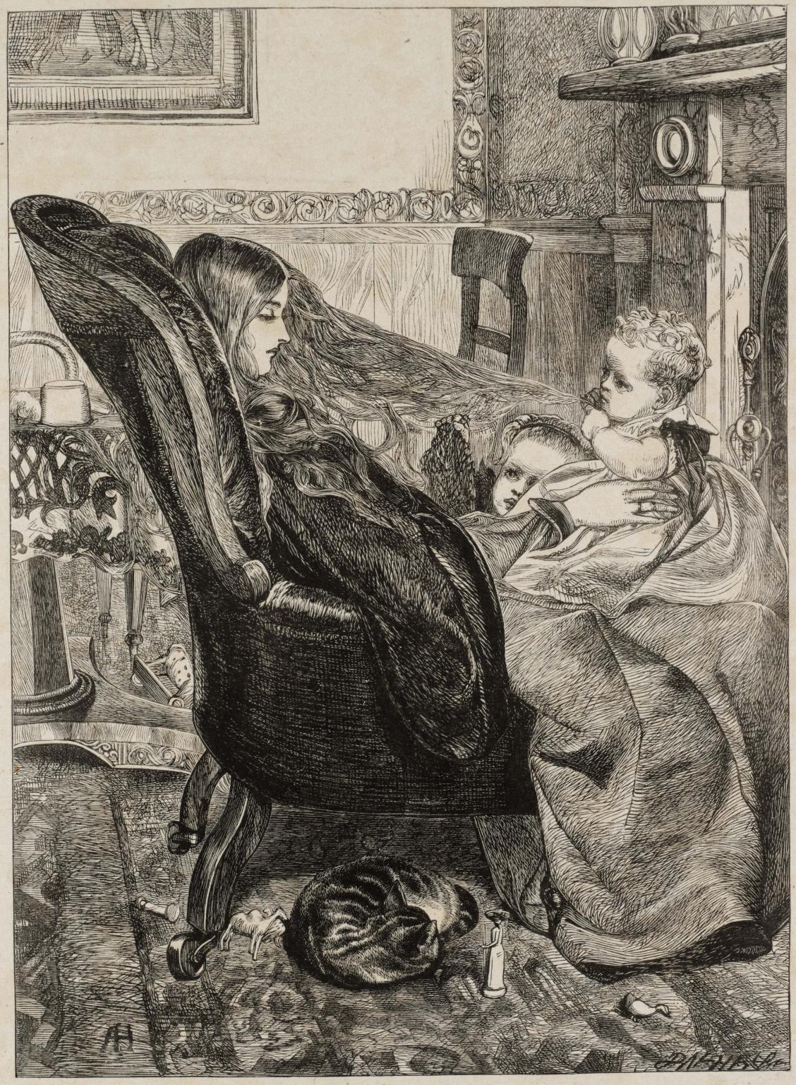 My Treasure: Mrs A.B. Houghton and Two Children, engraved by the Dalziel Brothers