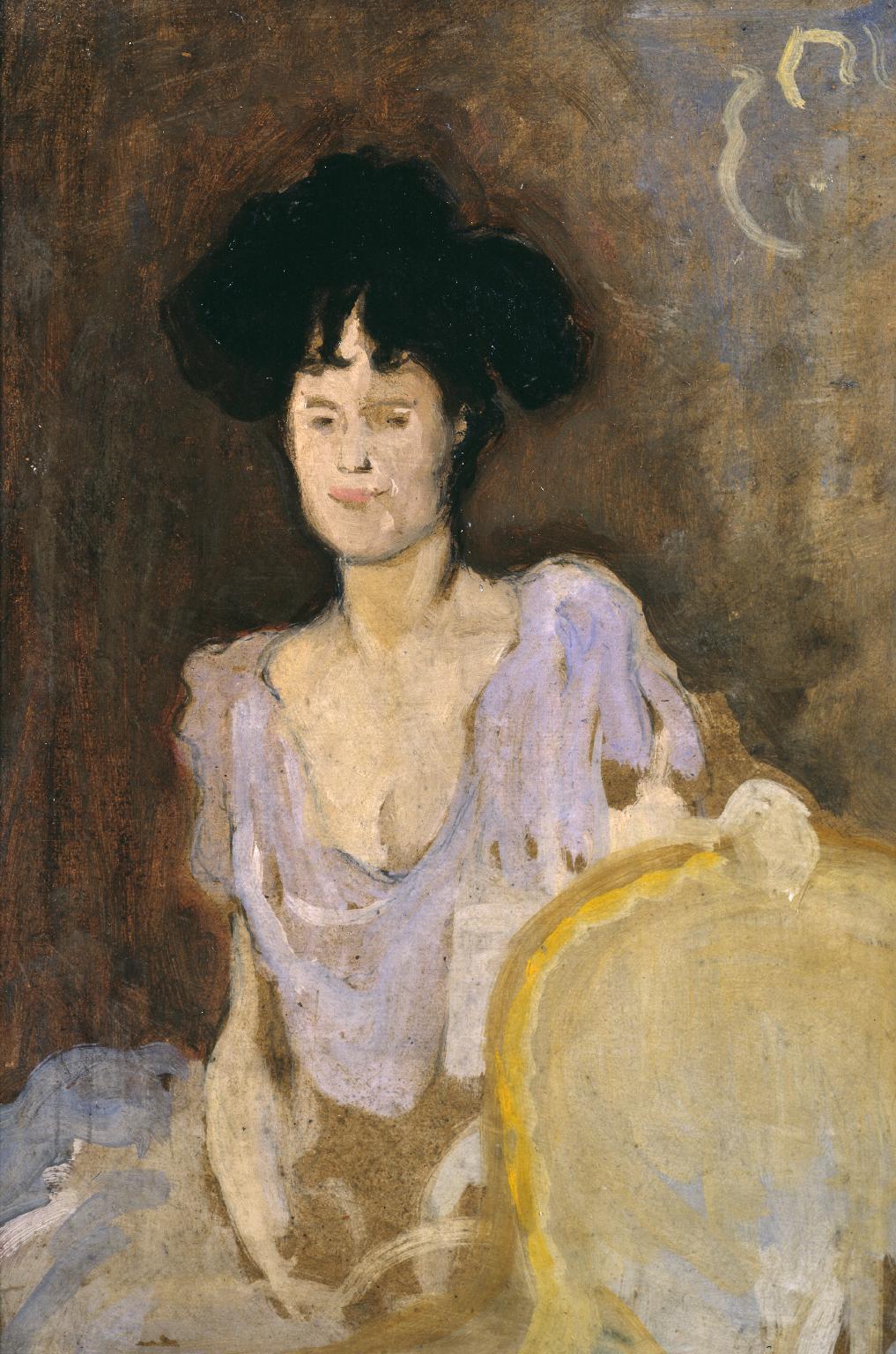 Portrait Study.  Verso: Study of a Man in Bed and a Nurse Holding a Lamp