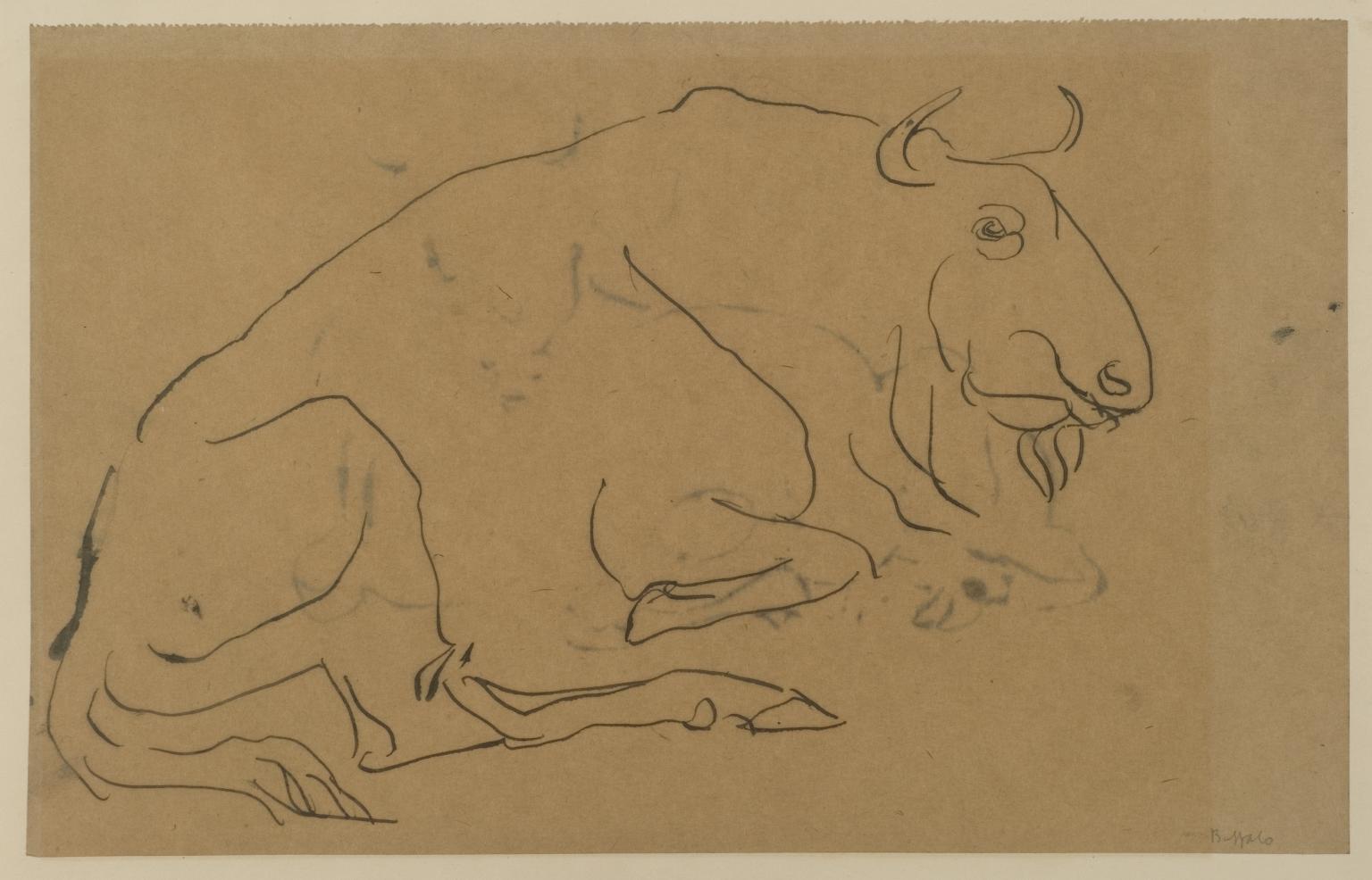 Verso: Traces of Sketch of Bison