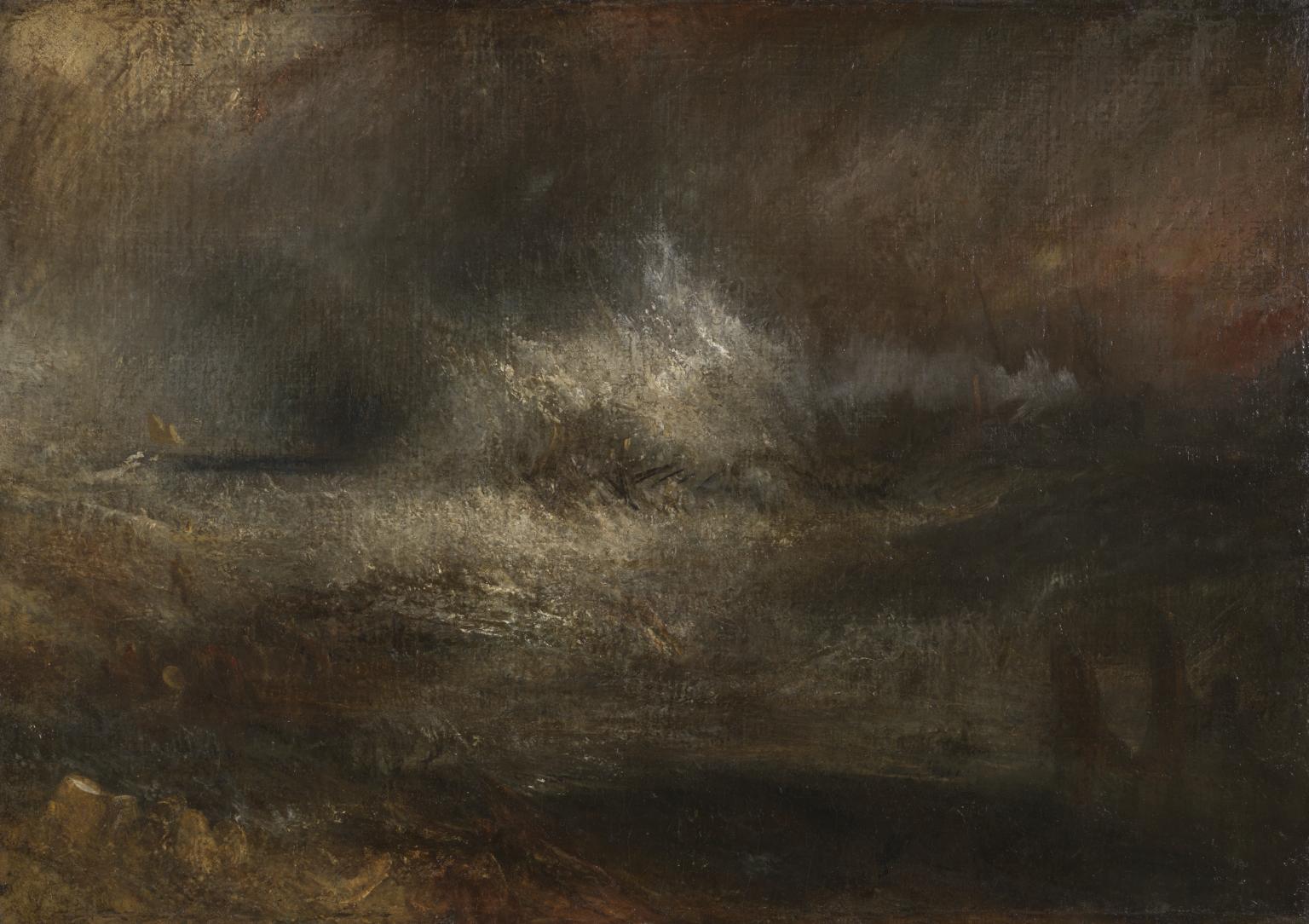 N04658: Stormy Sea with Blazing Wreck