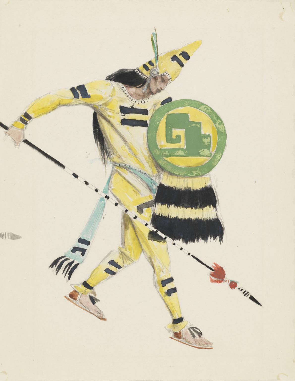 Costume Design for a Warrior in ‘Montezuma’