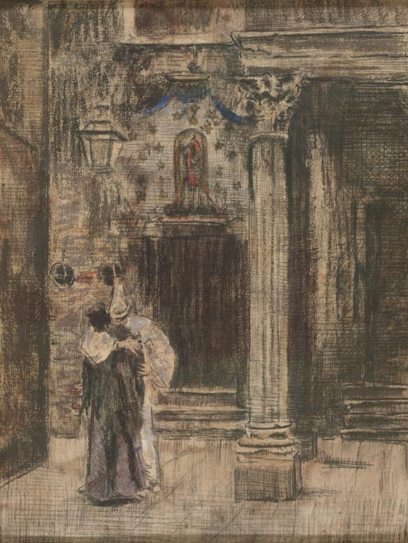 Walter Richard Sickert, ‘Pierrot and Woman Embracing’ c.1901