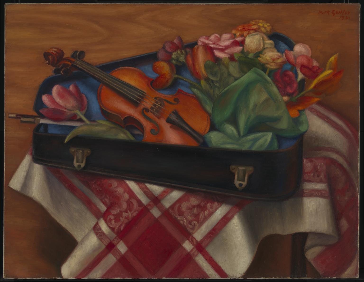Violin Case and Flowers