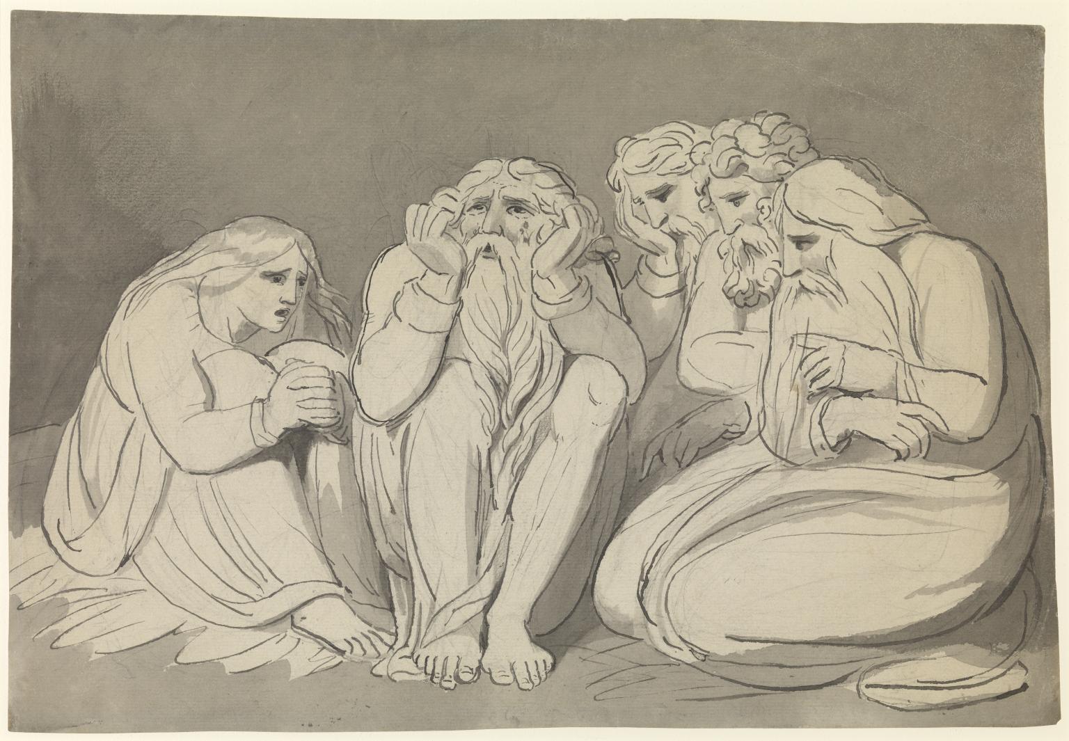 Job, his Wife and his Friends: The Complaint of Job. Verso: Job’s Wife and Eight Other Sketches