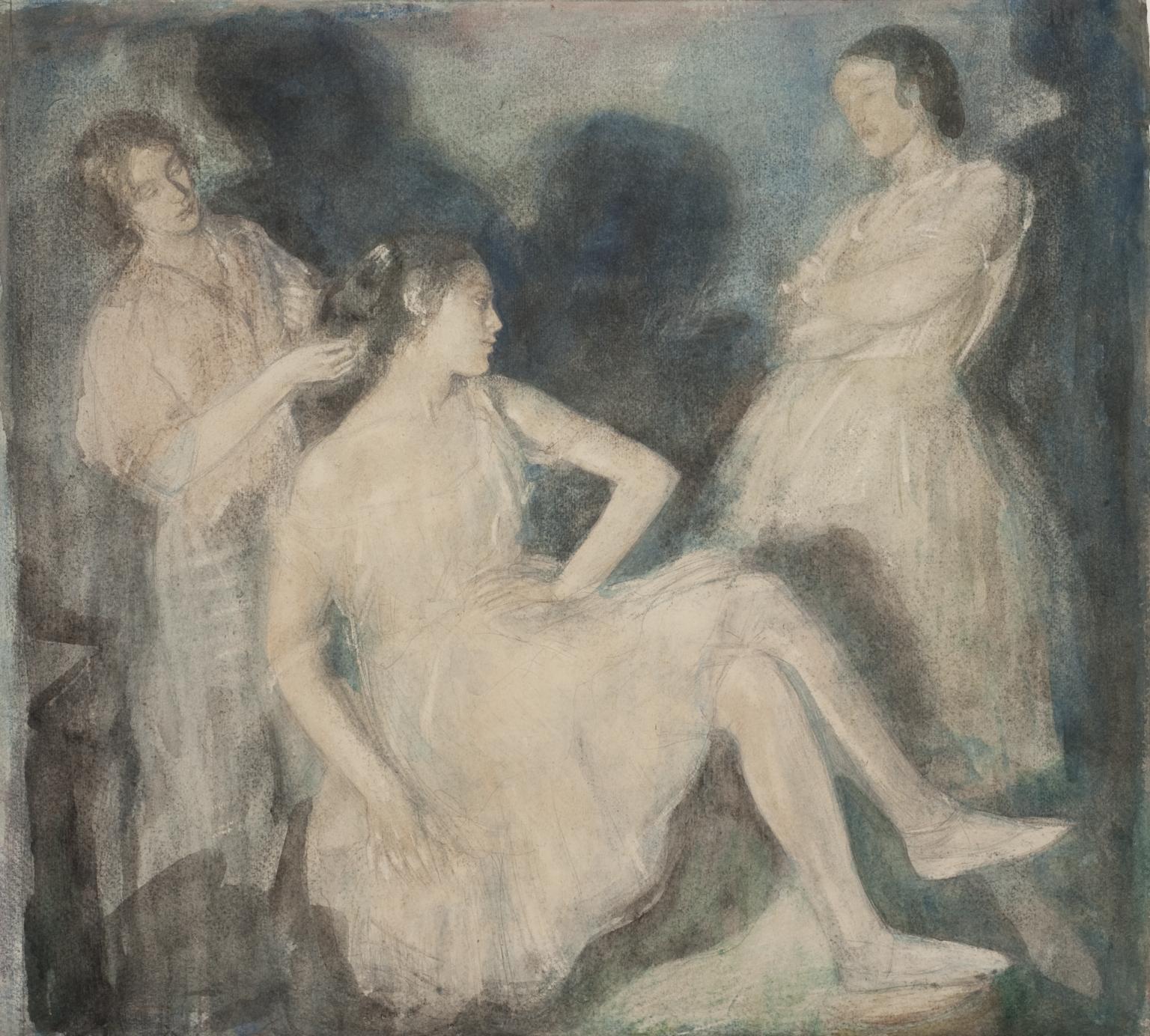 Two Ballet Dancers with Dresser