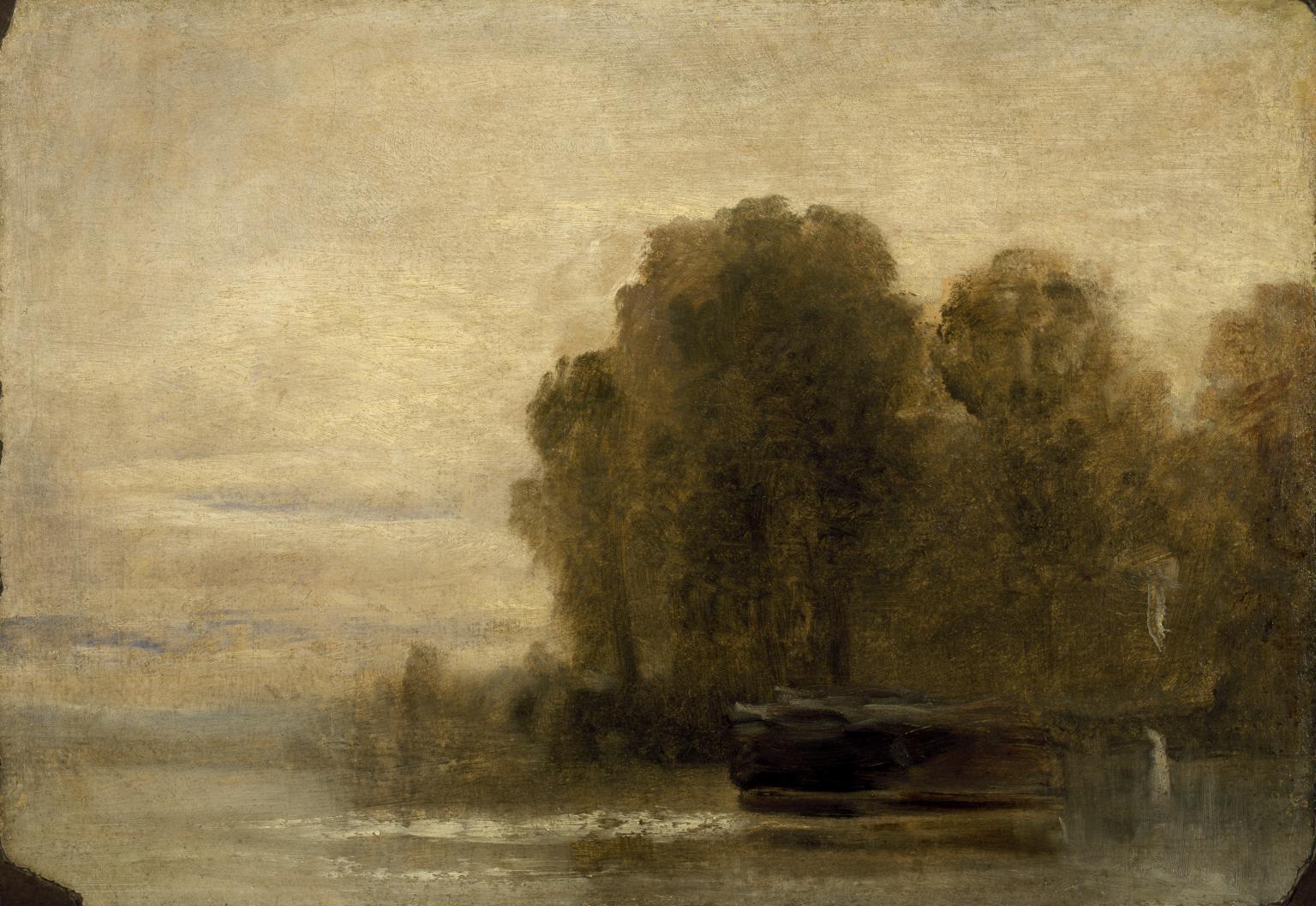 Lake or River with Trees on the Right