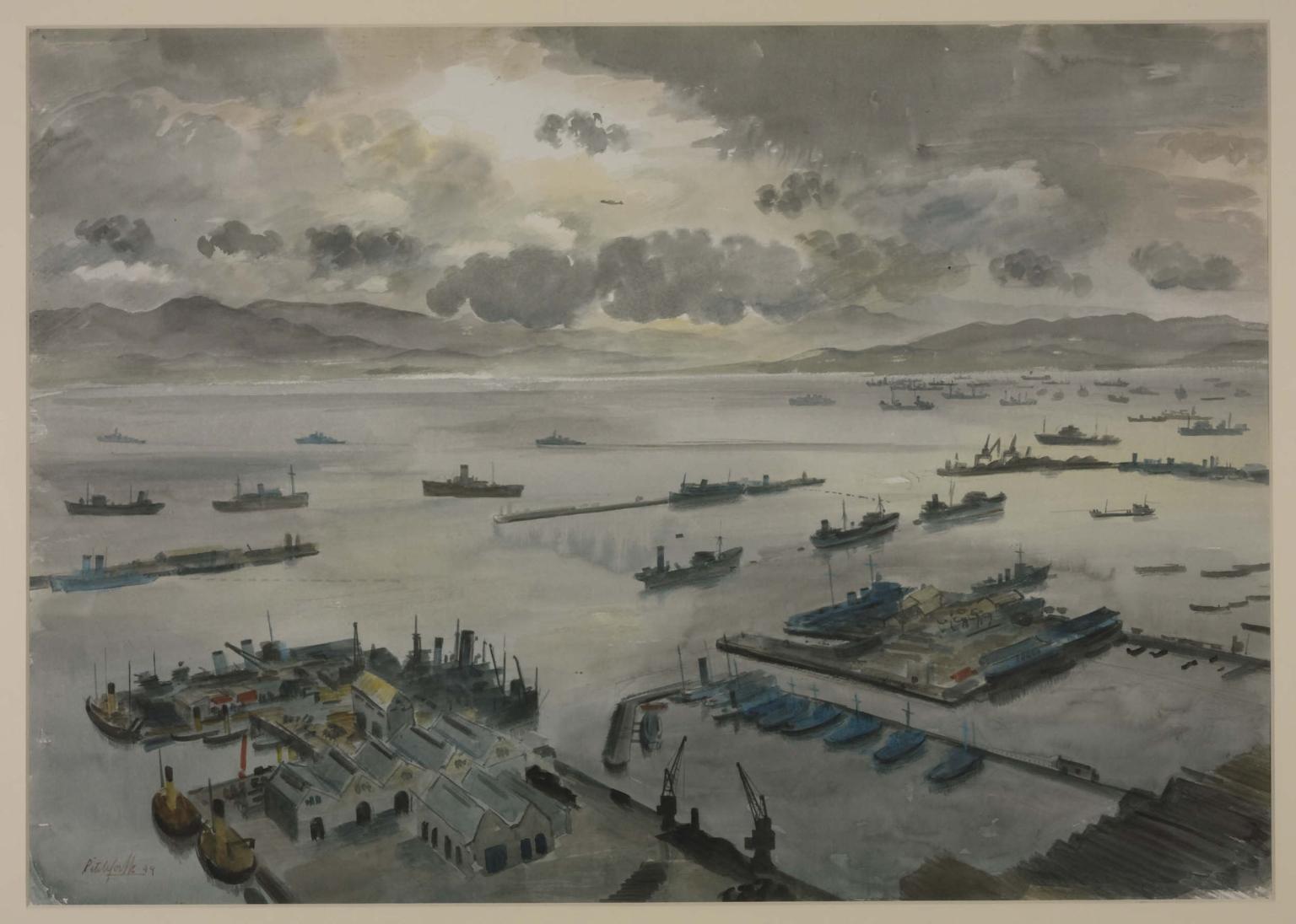 Gibraltar Harbour with Escort Groups Going To Sea