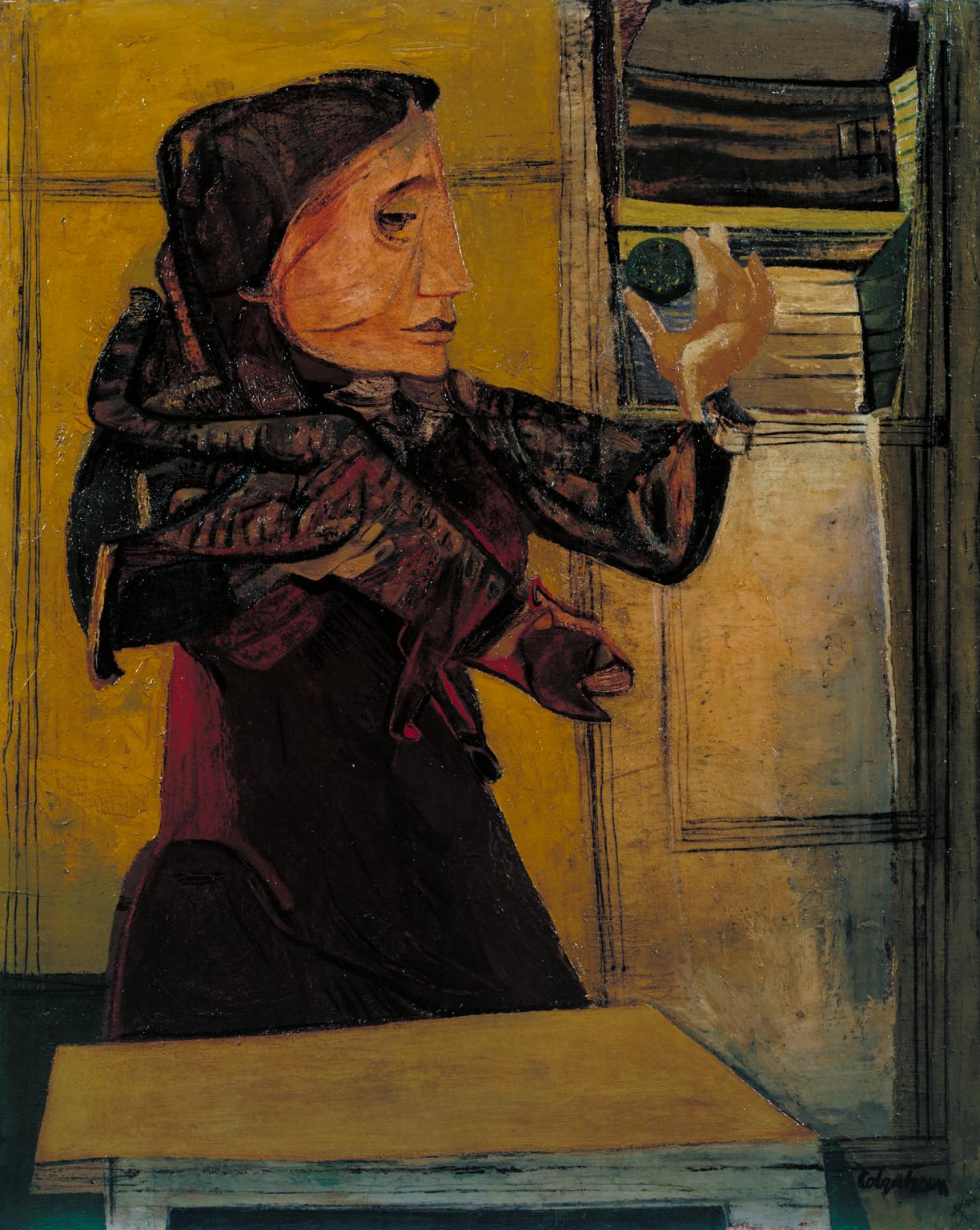 Woman with Leaping Cat