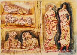 Two Standing Figures with Studies on the Left