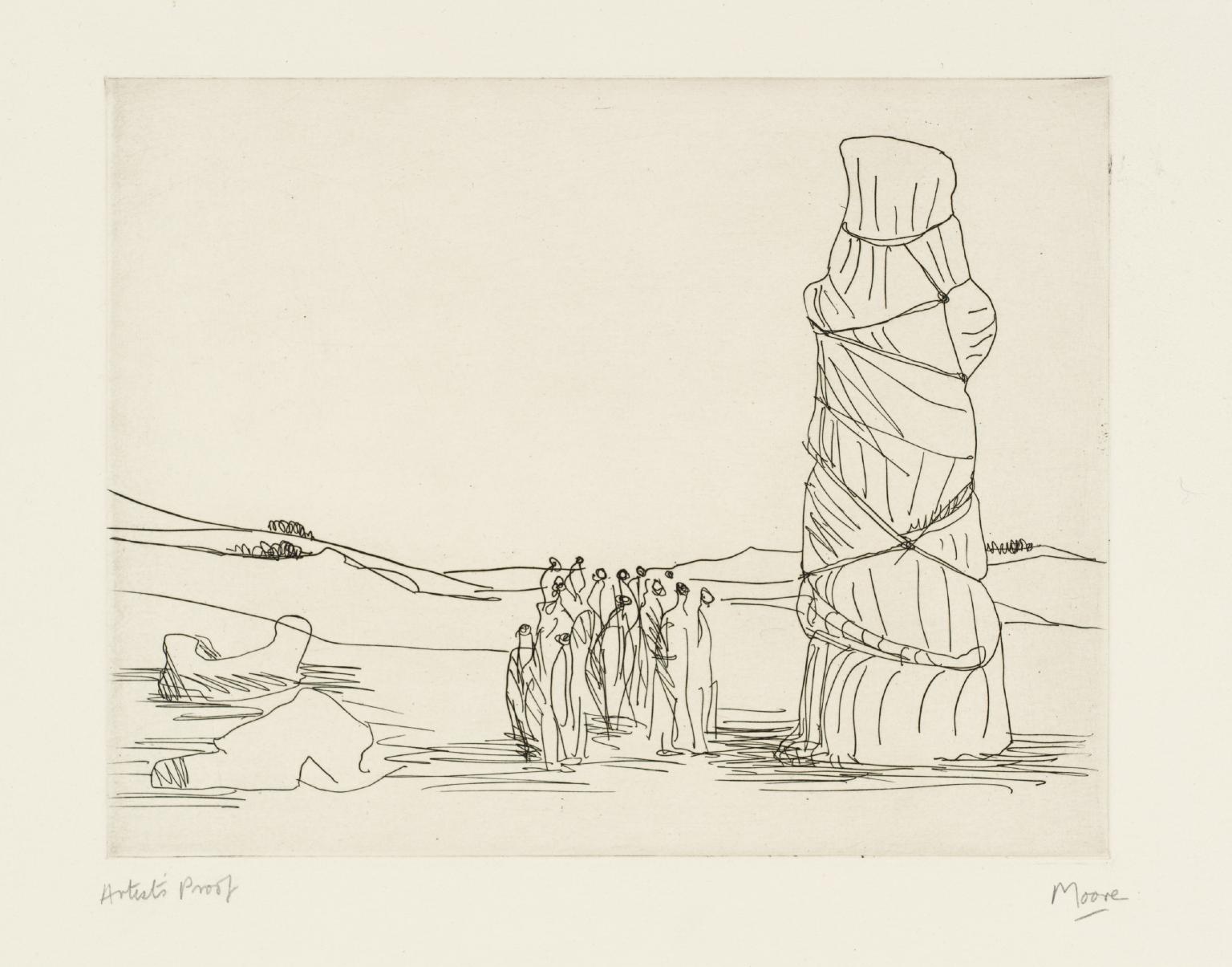 Crowd Looking at a Tied-Up Object