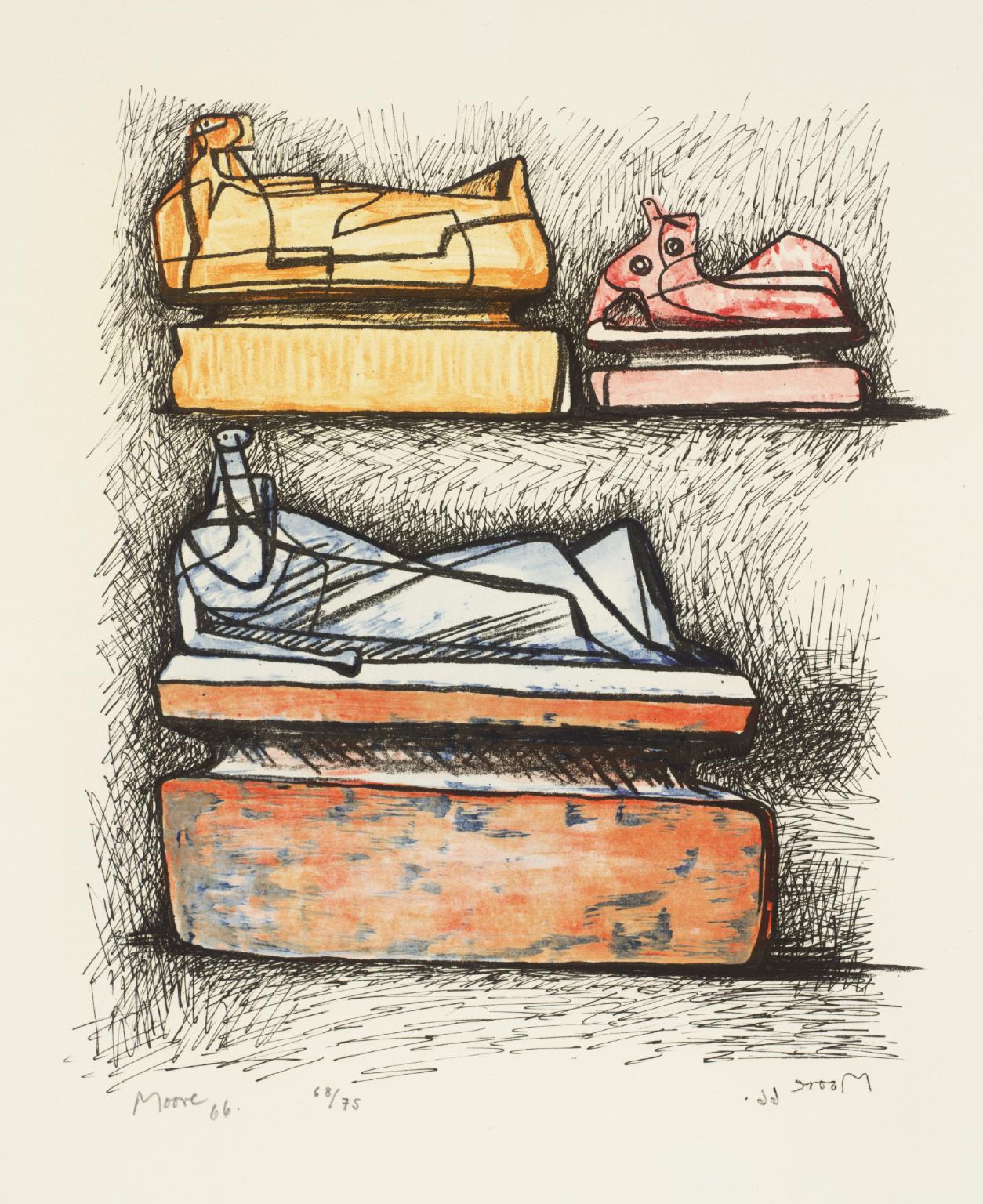 Three Reclining Figures on Pedestals