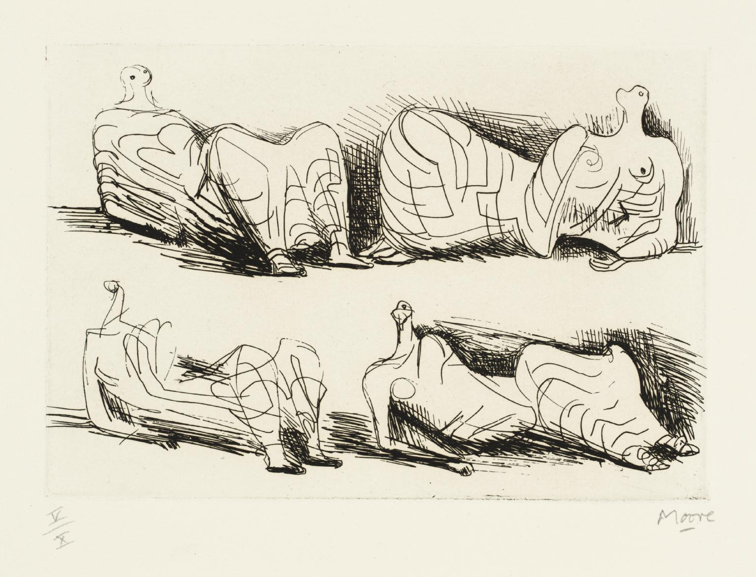 Four Draped Reclining Figures