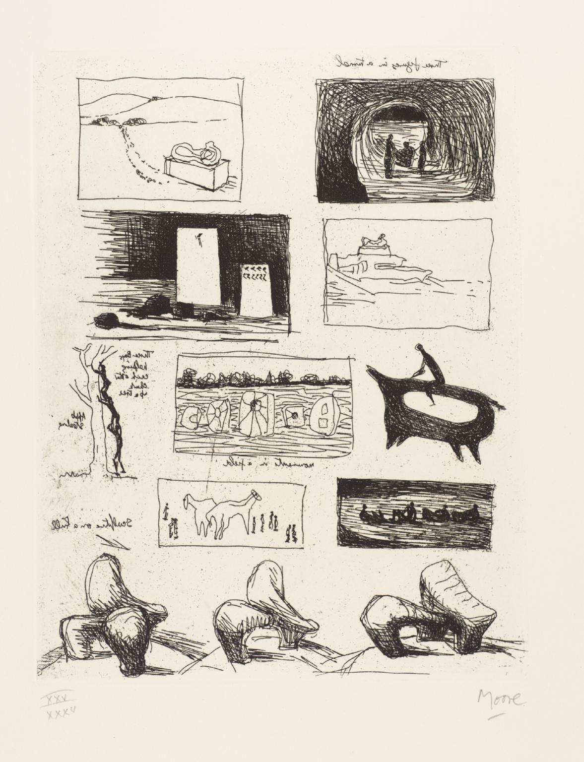 Ideas for Sculpture in Landscape [from the book ‘Henry Moore’ by Ionel Jianou]