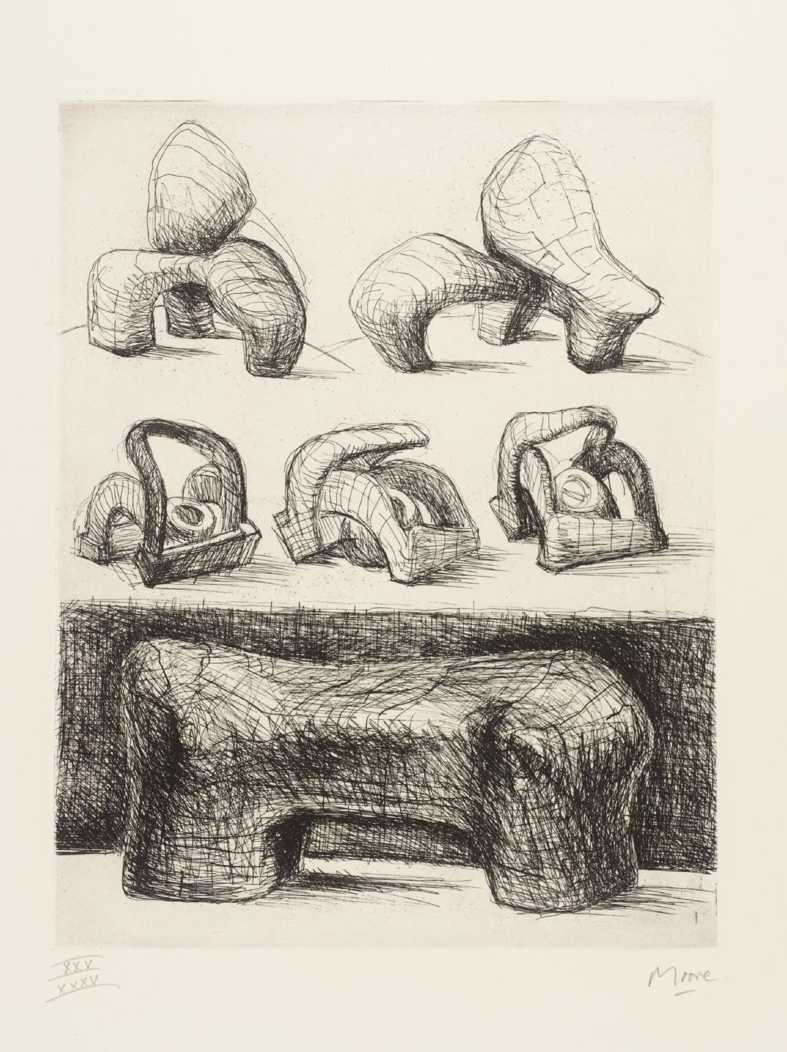 Projects for Hill Sculpture [from the book ‘Henry Moore’ by Ionel Jianou]