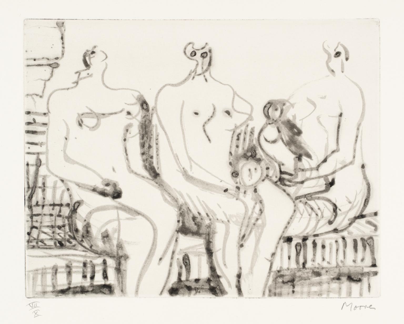 Three Seated Figures