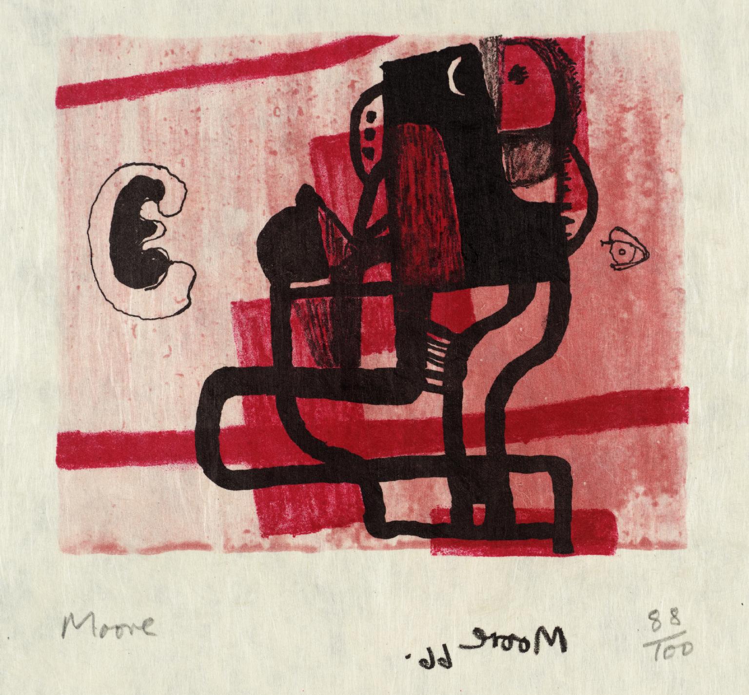 Black Figure on Pink Background