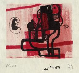 Black Figure on Pink Background