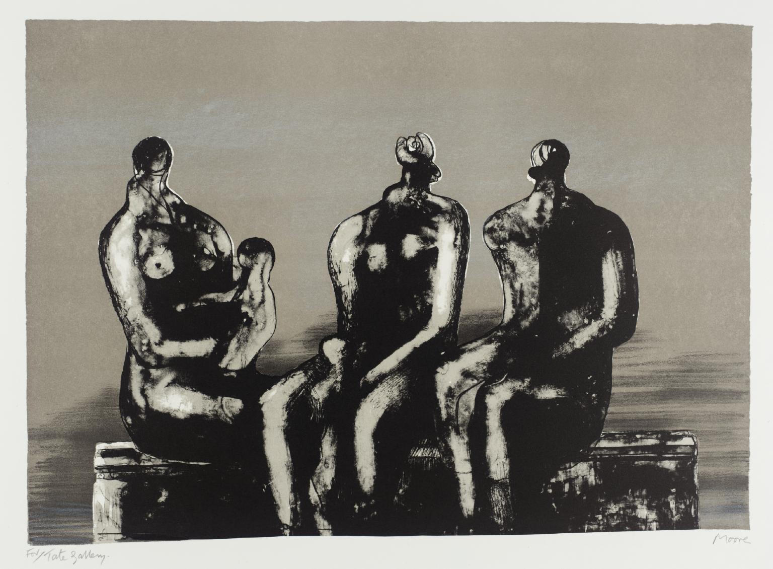 Three Seated Figures with Children