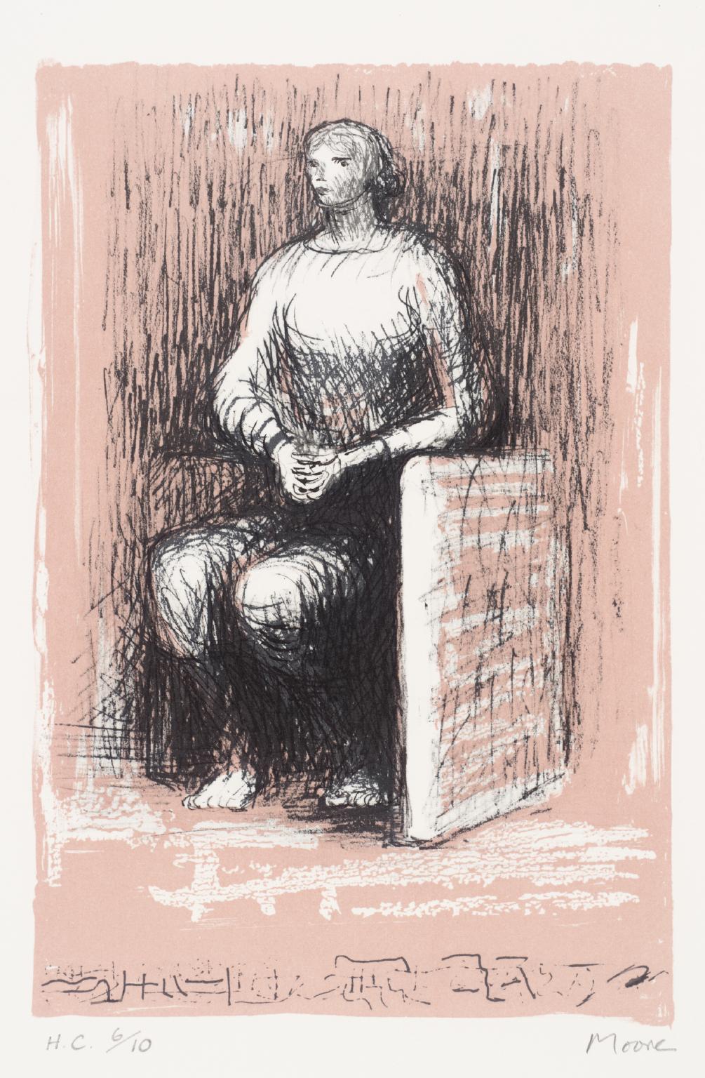 Seated Figure II Pink Background