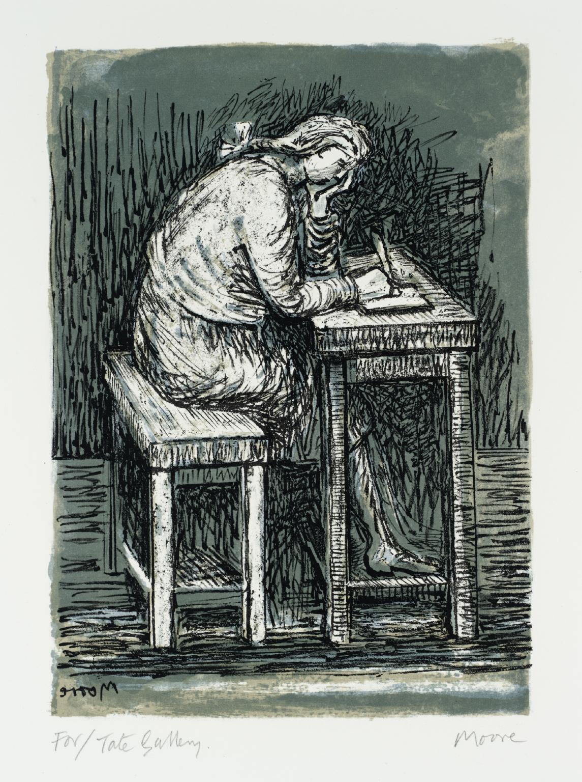 Girl Seated at Desk VII