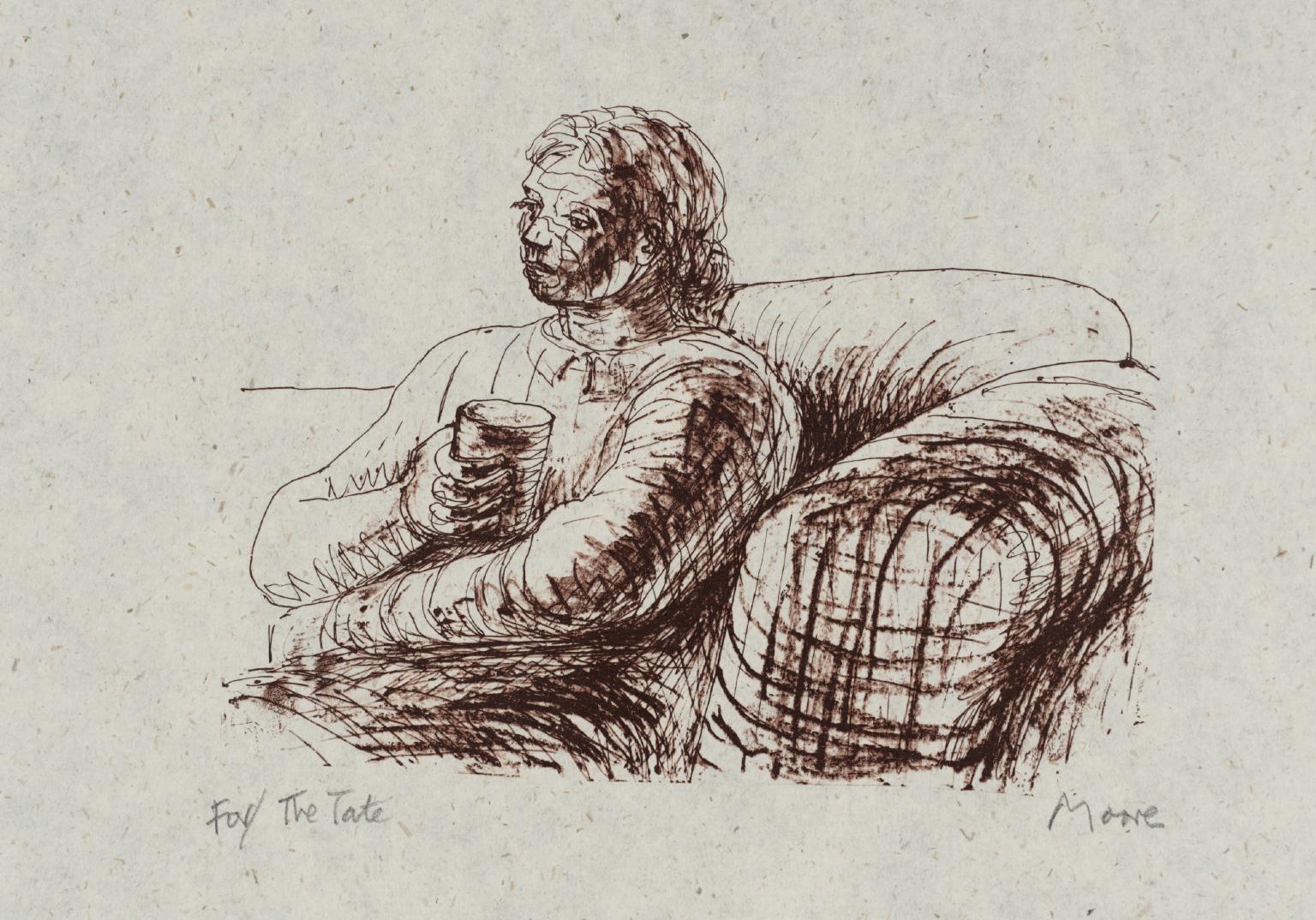 Seated Figure Holding Glass