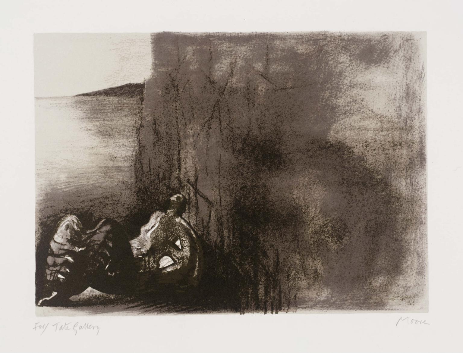 Reclining Figure with Cliff Background