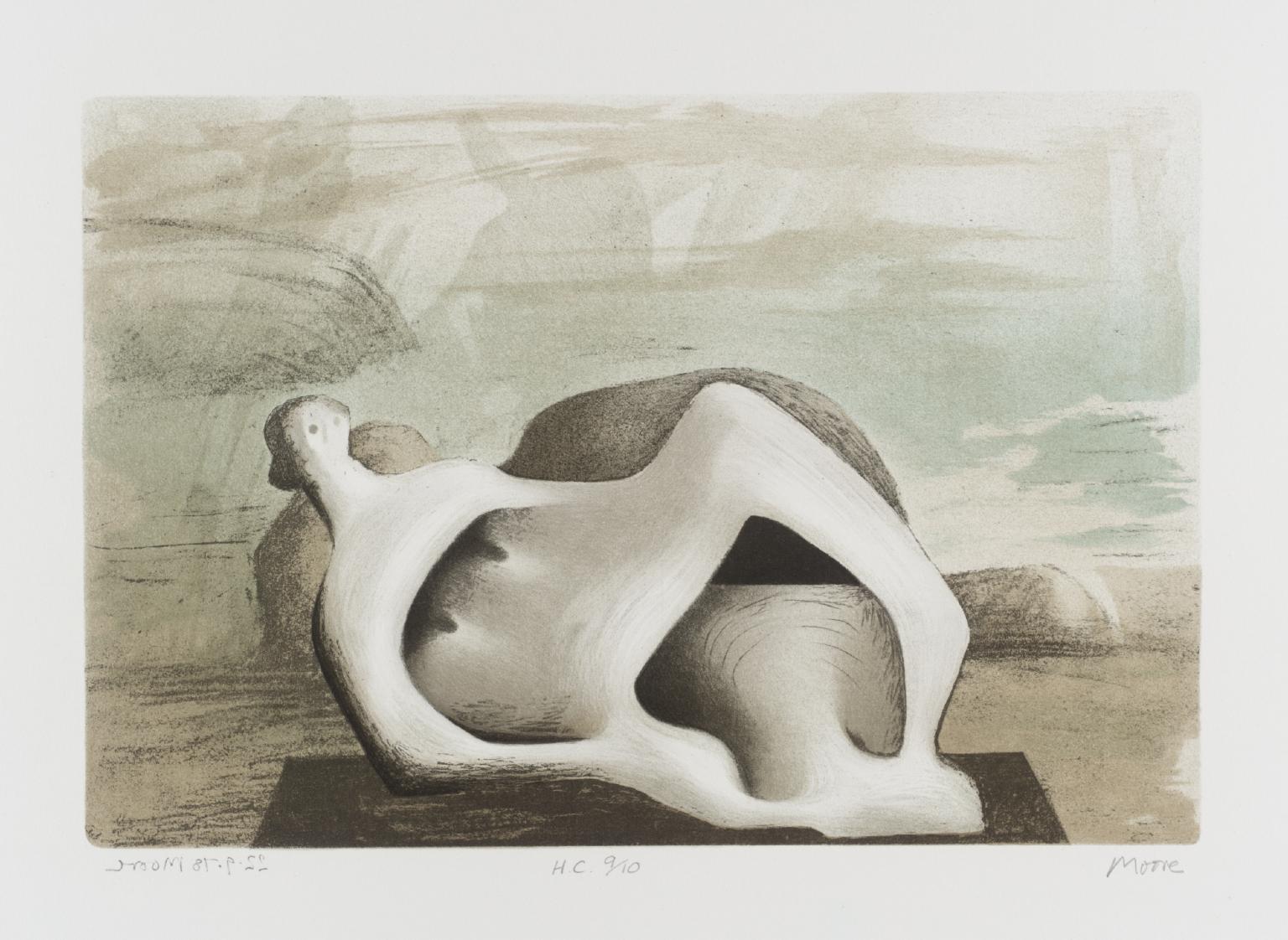 Reclining Figure against Sea and Rocks