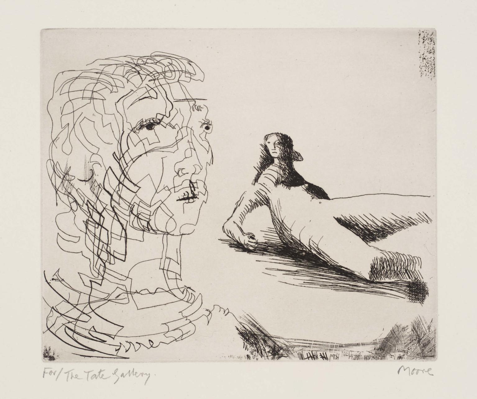 Head of a Girl and Reclining Figure