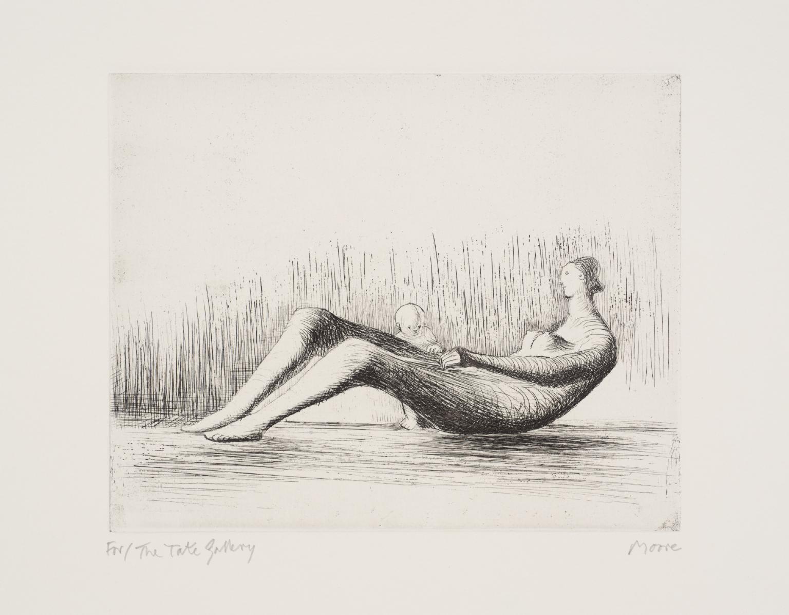 Reclining Mother and Child I Profile